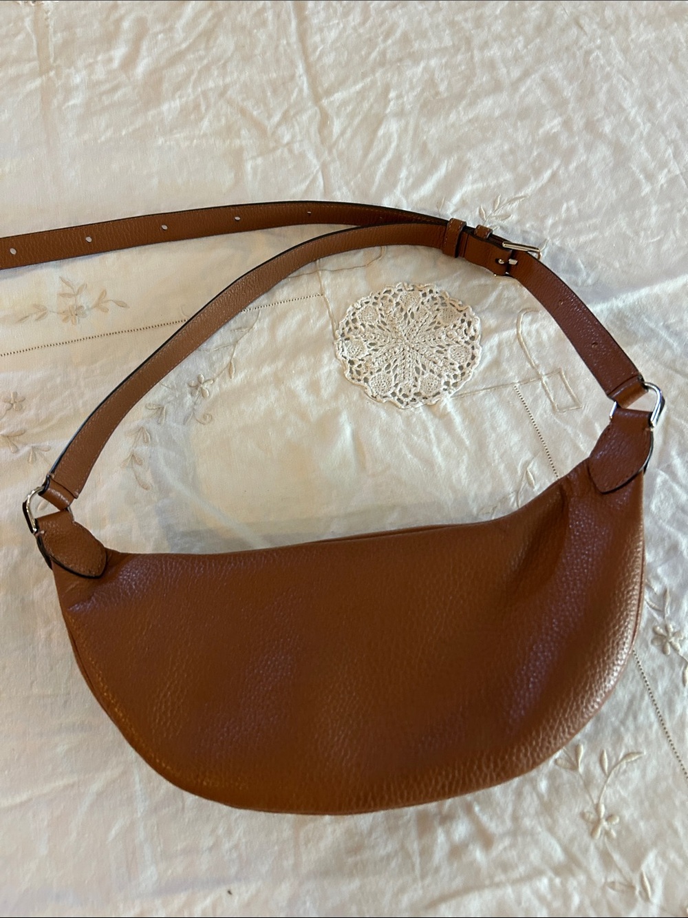 kate spade Cognac Pebbled Leather Crossbody Belt Bag with Gold Hardware - Picture 5 of 6